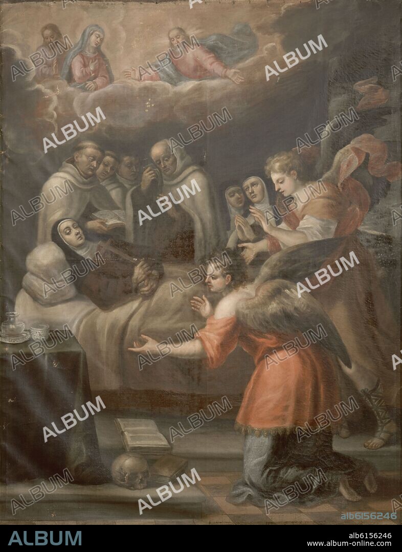 ANONIMO ESPAÑOL. MUERTE DE SANTA TERESA - SIGLO XVII - PINTURA BARROCA.