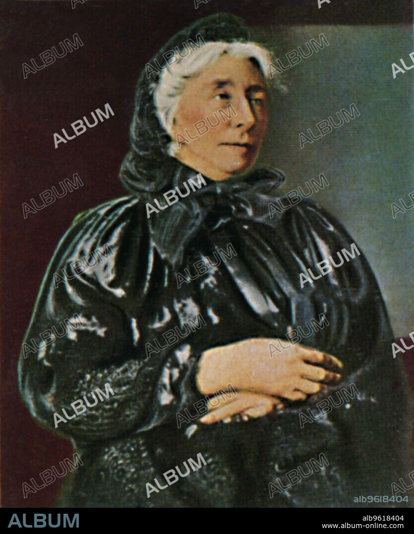 'Cosima Wagner 1837-1930', 1934. Cosima Wagner (1837-1930), illegitimate daughter of the Hungarian pianist and composer Franz Liszt and Marie d'Agoult. She became the second wife of the German composer Richard Wagner, and with him founded the Bayreuth Festival as a showcase for his stage works. From "Die Großen der Weltgeschichte". [Eckstein-Halpaus, Dresden, 1934].