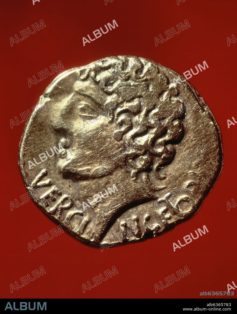 ANVERSO DE UNA MONEDA CON LA IMAGEN DE VERCINGETORIX (72-46 AC).