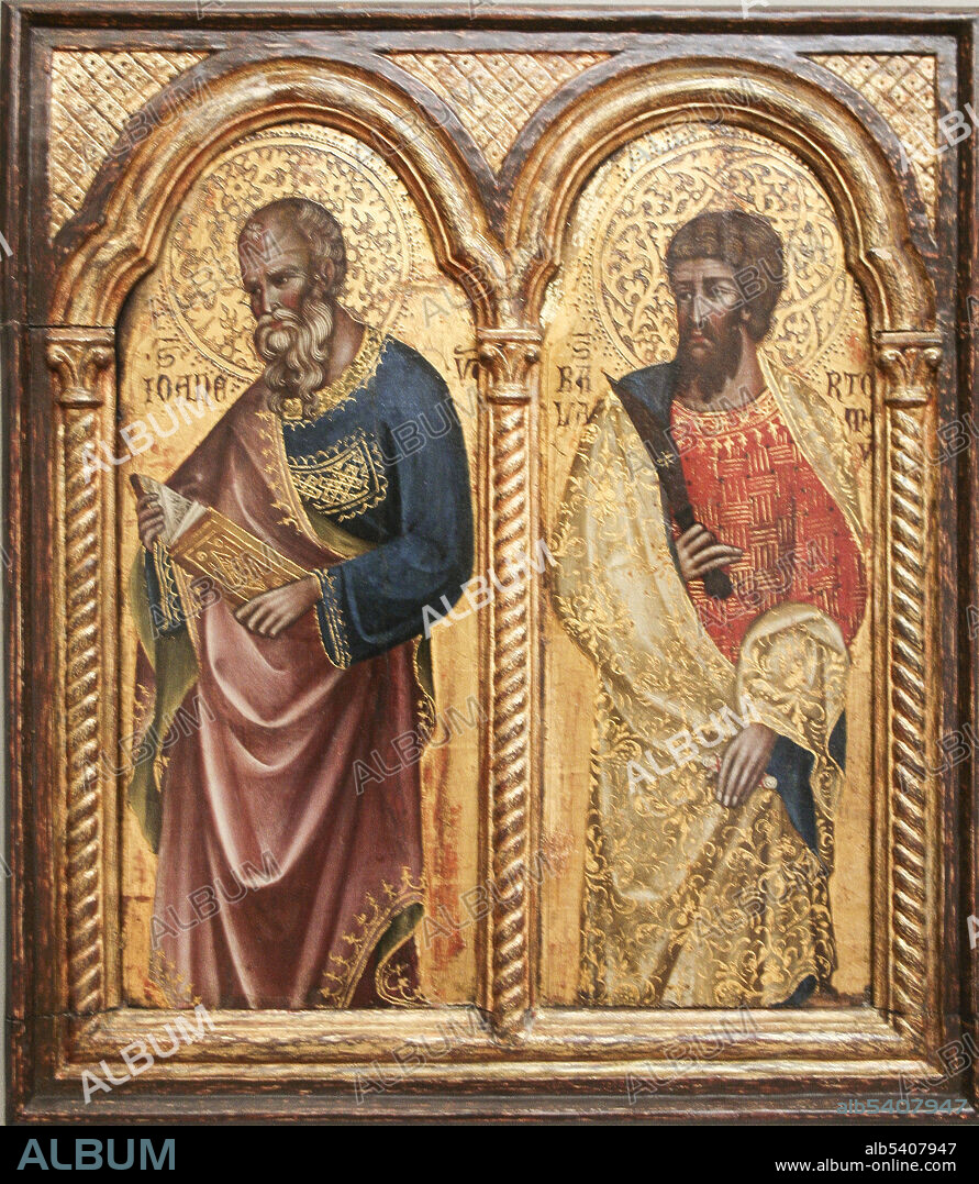 Zagreb, Croatia, Republika Hrvatska, Europe. Mimara Museum (Muzej Mimara). The Apostles St. John and St. Bartholomew, follower of Paolo Veneziano, venice (1300-1362), tempera and gold on wood.