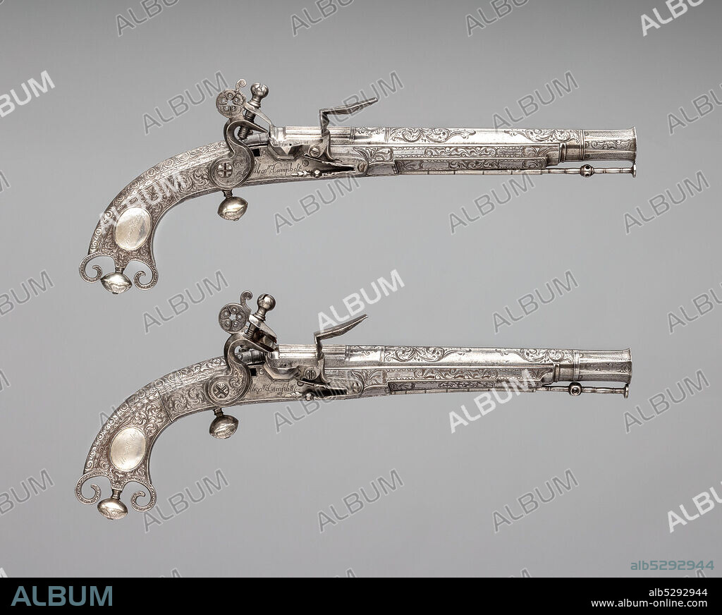 ALEXANDER CAMPBELL. Pair of Flintlock Pistols, Scottish, Doune, ca. 1750-70.
