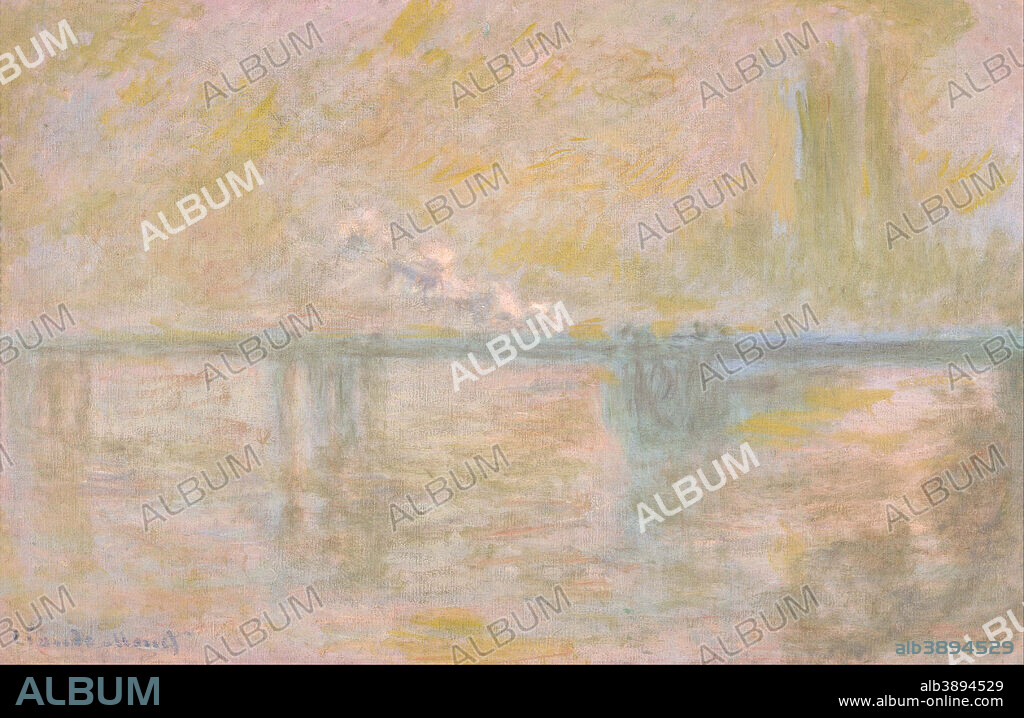 CLAUDE MONET. Charing-Cross Bridge in London. Date/Period: Ca. 1902. Painting. Oil on canvas Oil on canvas. Height: 653 mm (25.70 in); Width: 1,000 mm (39.37 in).