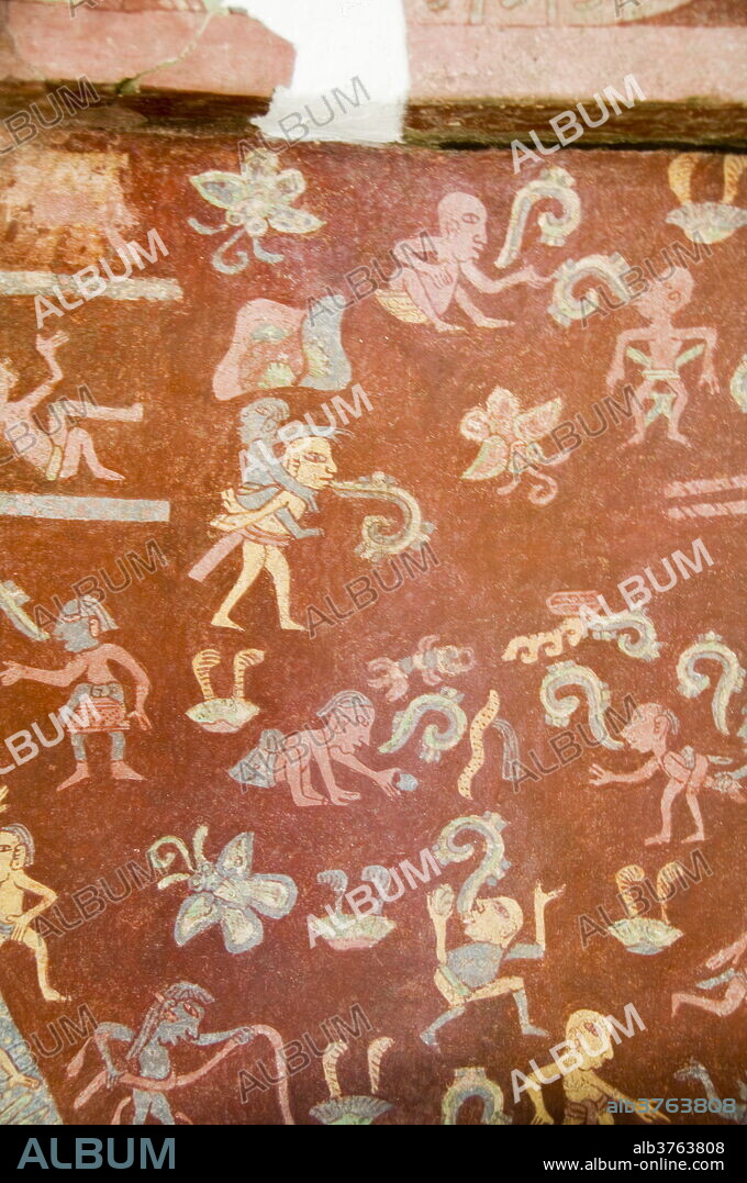 Murals, Teotihuacan, 150AD to 600AD and later used by the Aztecs, UNESCO World Heritage Site, north of Mexico City, Mexico, North America.