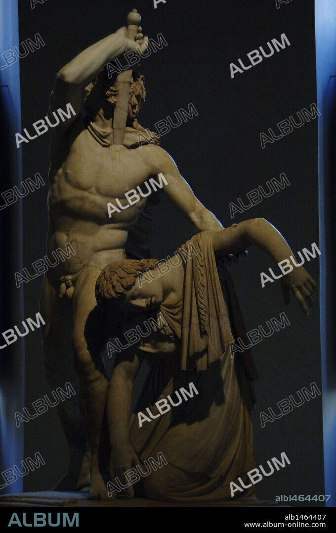 ARTE ROMANO. ITALIA. ESTATUA "GALATA SUICIDA". Copia romana de un original helenístico que decoraba un monumento para celebrar la victoria de Atalo I de Pérgamo sobre los galos el 220 a. C. Palacio Altemps. Museo Nacional Romano. Roma.