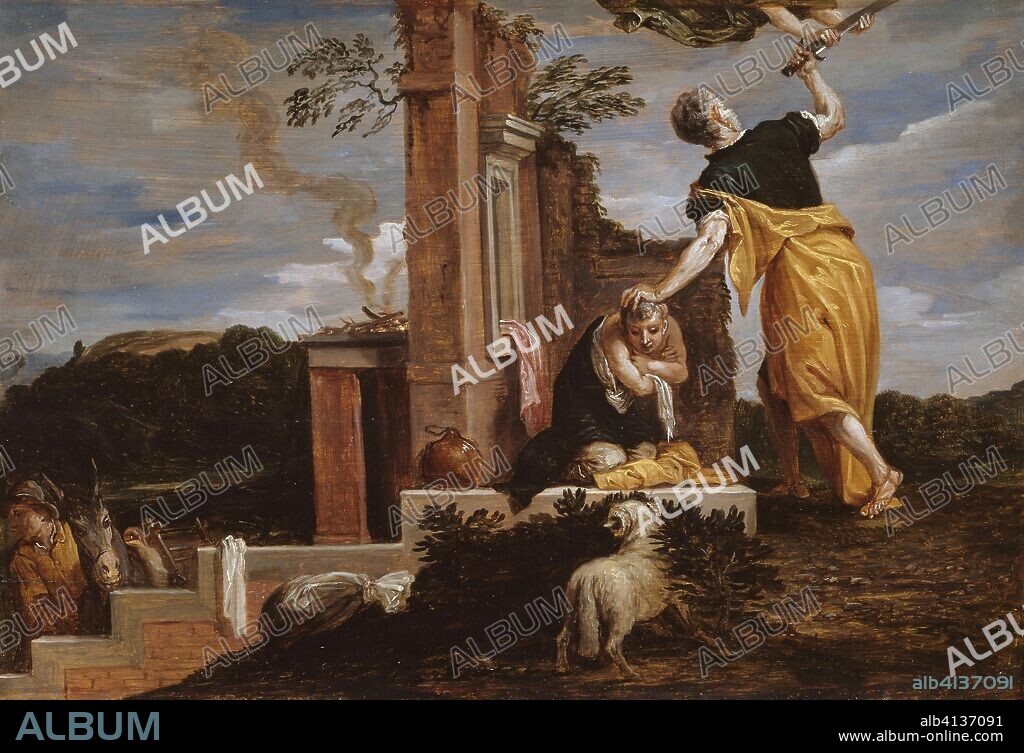 DAVID TENIERS DER JÜNGERE. Abraham's Sacrifice of Isaac. David Teniers the Younger (Flemish, 1610-1690); After Paolo Veronese (Italian, 1528-1588). Date: 1654-1656. Dimensions: 20.9 × 30.7 cm (8 1/4 × 12 1/8 in.). Oil on panel. Origin: Italy.