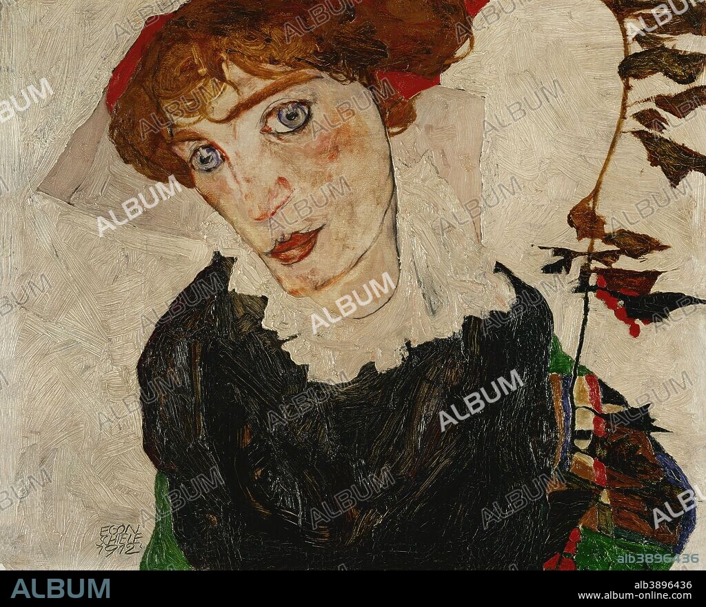 EGON SCHIELE. Bildnis Wally Neuzil Portrait of Wally Neuzil. Date/Period: 1912. Painting. Height: 320 mm (12.59 in); Width: 398 mm (15.66 in).