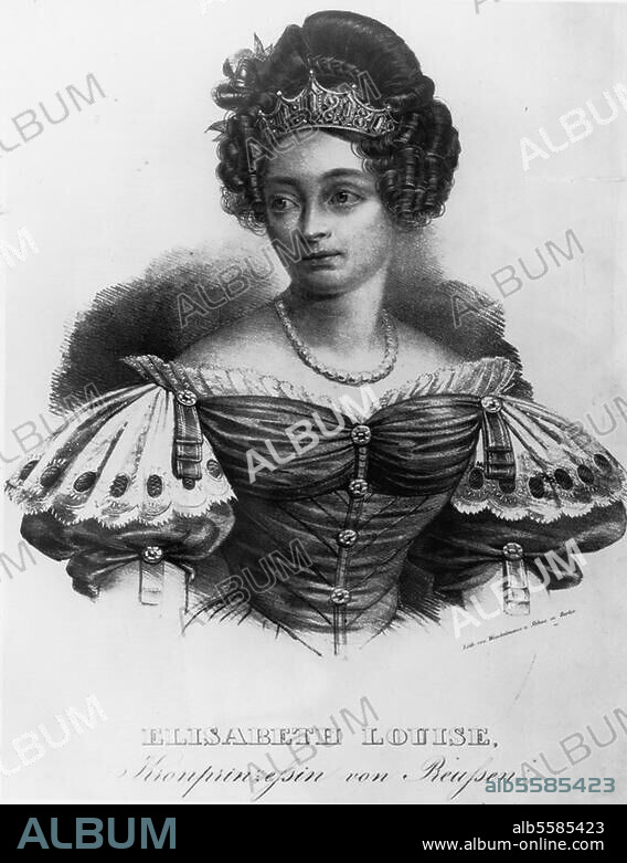 Elisabeth (Elisabeth Ludovika), Königin. (Friedr. Wilhelm IV.) von Preußen, geb. Prinzessin von Bayern. München 13.11.1801 - Dresden 14.12.1873. Porträt als Kronprinzessin von Preußen. Kreidelithographie, um 1835.