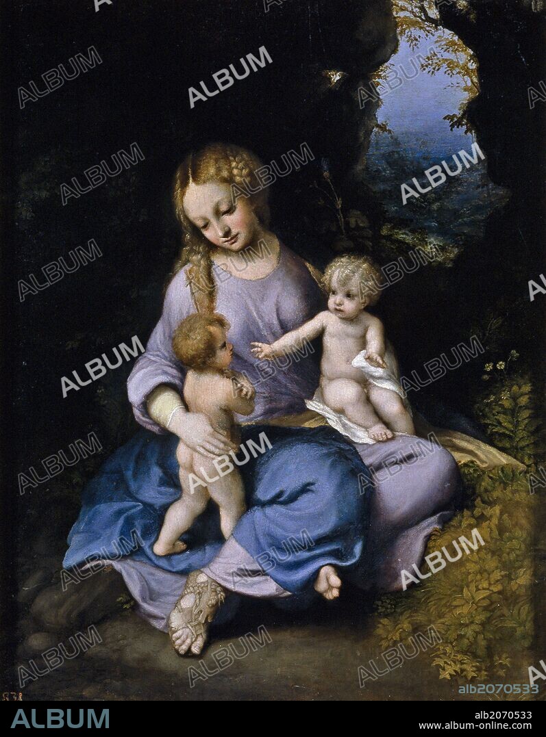 Correggio / 'The Virgin and Christ Child with Saint John', ca.  1516, Italian School, Oil on panel, 48 cm x 37 cm, P00112.
