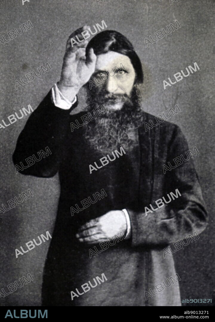 Photographic portrait of Grigori Rasputin (1869-1916) a Russian mystic and self-proclaimed holy man who befriended the family of Tsar Nicholas II and gained considerable influence in late imperial Russia. Dated 20th century.