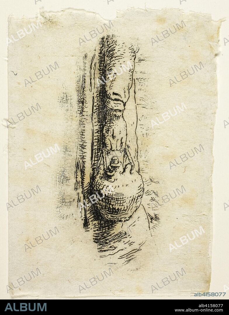 JEAN FRANCOIS MILLET. Peasants Going to Work. Jean François Millet; French, 1814-1875. Date: 1863. Dimensions: 121 × 55 mm (image); 143 × 107 mm (sheet). Etching from a portion of the plate on ivory laid chine. Origin: France.