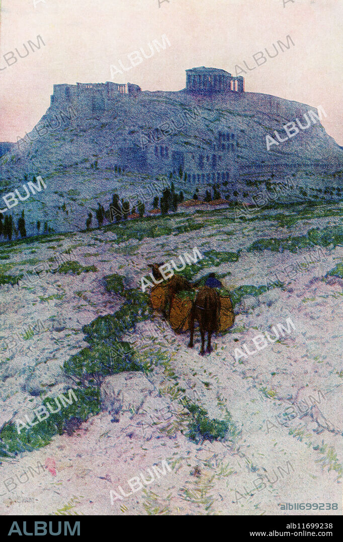 The Parthenon is a former temple on the Athenian Acropolis, Greece, that was dedicated to the goddess Athena during the fifth century BC. Its decorative sculptures are considered some of the high points of Greek art, an enduring symbol of Ancient Greece, democracy and Western civilization. Jules Guérin 1866 -1946) was an American muralist, architectural delineator, and illustrator. A painter and widely published magazine illustrator, he gained prominence for his architectural work such as in the 1906, Plan for Chicago, and for the large murals he painted in many well-known public structures such as the Lincoln Memorial.