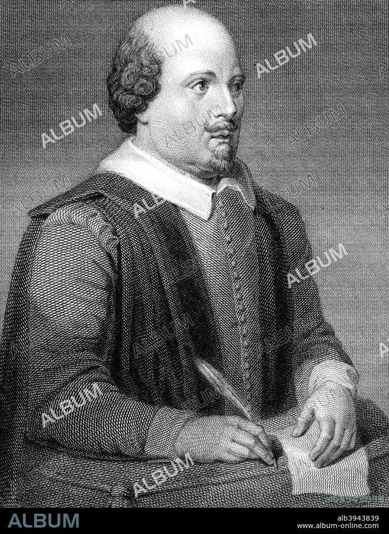 William Shakespeare, English poet and playwright, (1820). Portrait of Shakespeare (1564-1616), widely regarded as the greatest writer of the English language.