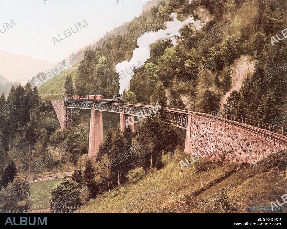 Höllental (Südschwarzwald, Baden-Württemberg), Höllentalbahn. (Bahnlinie Freiburg-Donaueschingen). "Höllental. Viaduct". Photochrom, September 1899 (P.Z. 16590).