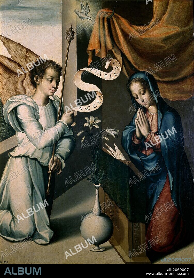 Luis de Morales / 'The Annunciation', ca.  1570, Spanish School, Oil on panel, 109 cm x 83 cm, P02512.