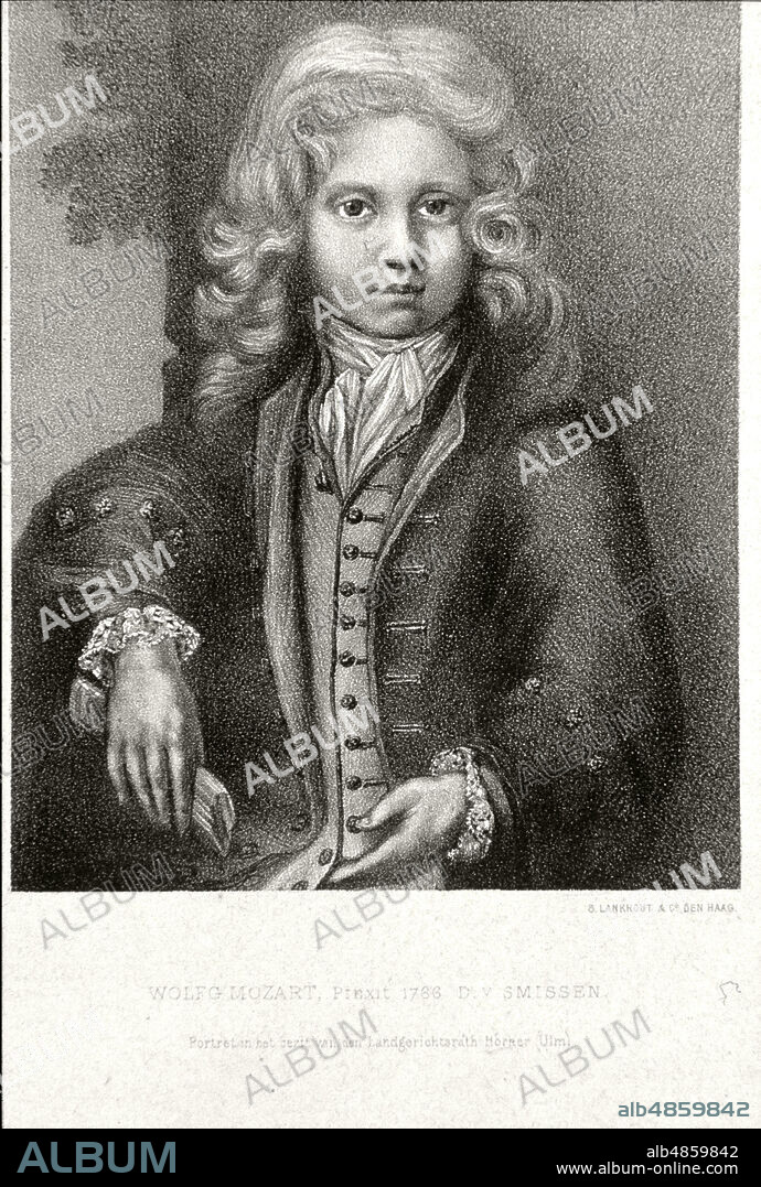 "Portrait of child Wolfgang Amadeus Mozart", lithograph, 1766.