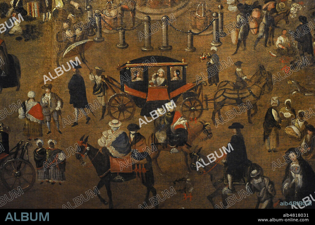 Plaza Mayor de Lima. Anónimo. Virreinato del Perú. 1680. Oleo sobre lienzo (168 x 109 cm). Detalle. Museo de América. Madrid. España.