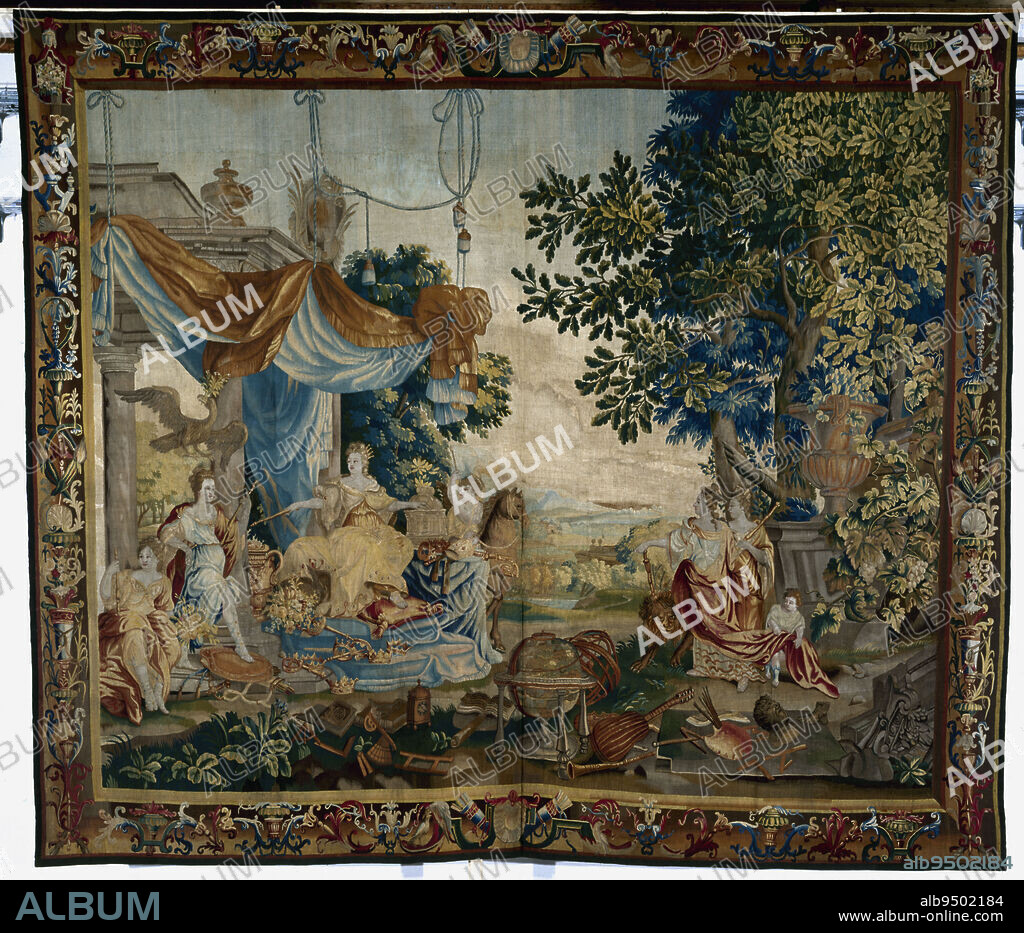 Europe. Tapestry of the four parts of the world, Van Schoor, Lodewijk, Author of the model, Baert (workshop of), Production workshop, Between 1698 and 1752, 1st half of the 18th century, Tapestry, Decorative Arts, Tapestry, Wool, Silk, Amsterdam, Height: 349 cm, Width: 408.5 cm, Area: 14.26 m2.