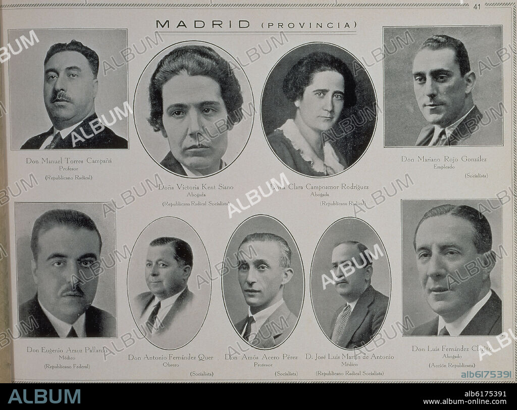RETRATOS DE DIPUTADOS REPUBLICANOS Y SOCIALISTAS EN 1936.