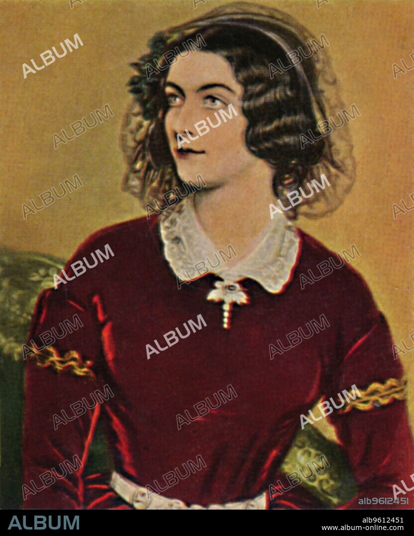 'Lola Montez 1818-1861', 1934. Marie Dolores Eliza Rosanna Gilbert, Countess of Landsfeld (1821-1861), better known by the stage name Lola Montez, was an Irish dancer and actress who became famous as a "Spanish dancer", courtesan, and mistress of King Ludwig I of Bavaria, who made her Countess of Landsfeld. From "Die Großen der Weltgeschichte". [Eckstein-Halpaus, Dresden, 1934].