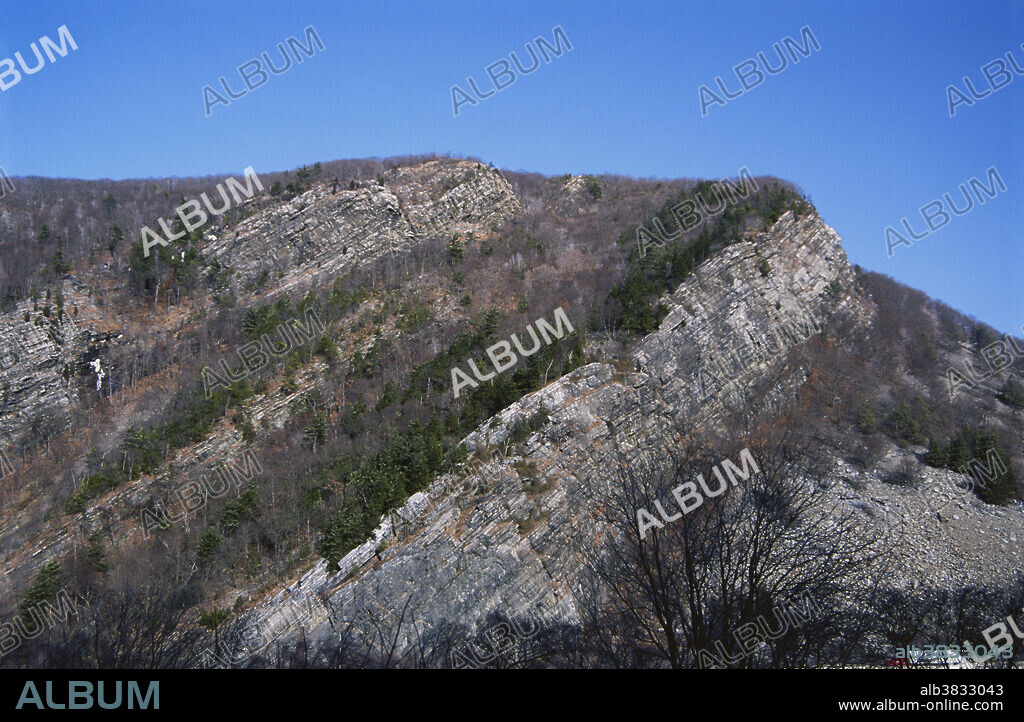 Monoclinal ridge on Mt. Tammany in the Delaware Water Gap, New Jersey.