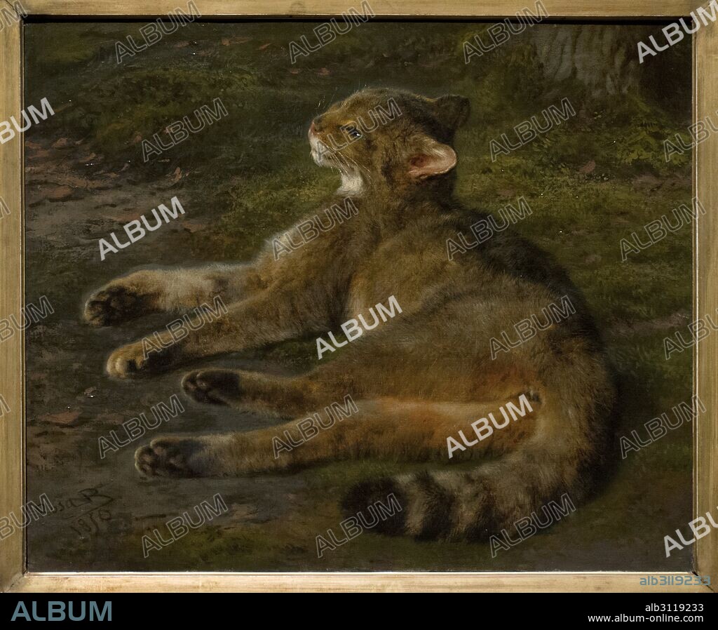 Rosa Bonheur (1822-1899). Pintura francesa. Gato salvaje, 1850. Museo Nacional (National Museum). Estocolmo. Suecia.