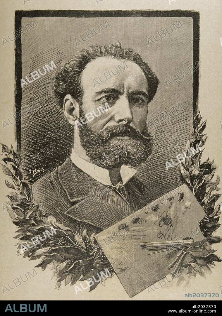 José María Casado del Alisal (1832-1886). Pintor español. Grabado por Plá y Valor. "La Ilustración Ibérica", año 1886.
