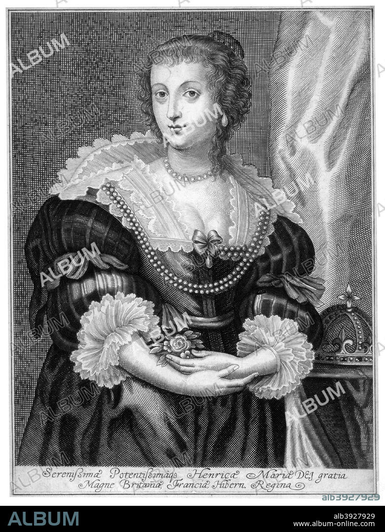 Henrietta Maria of France, Queen Consort of King Charles I of England. The youngest daughter of Henry IV of France and Marie de' Medici, Princess Henrietta Maria (1609-1669) married Charles I of England in 1625.