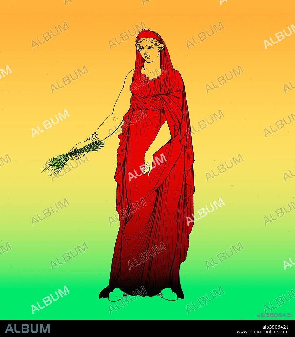 Ceres, a Goddess from ancient Roman religion.  She was known as a goddess of agriculture, grain crops, fertility and motherly relationships.