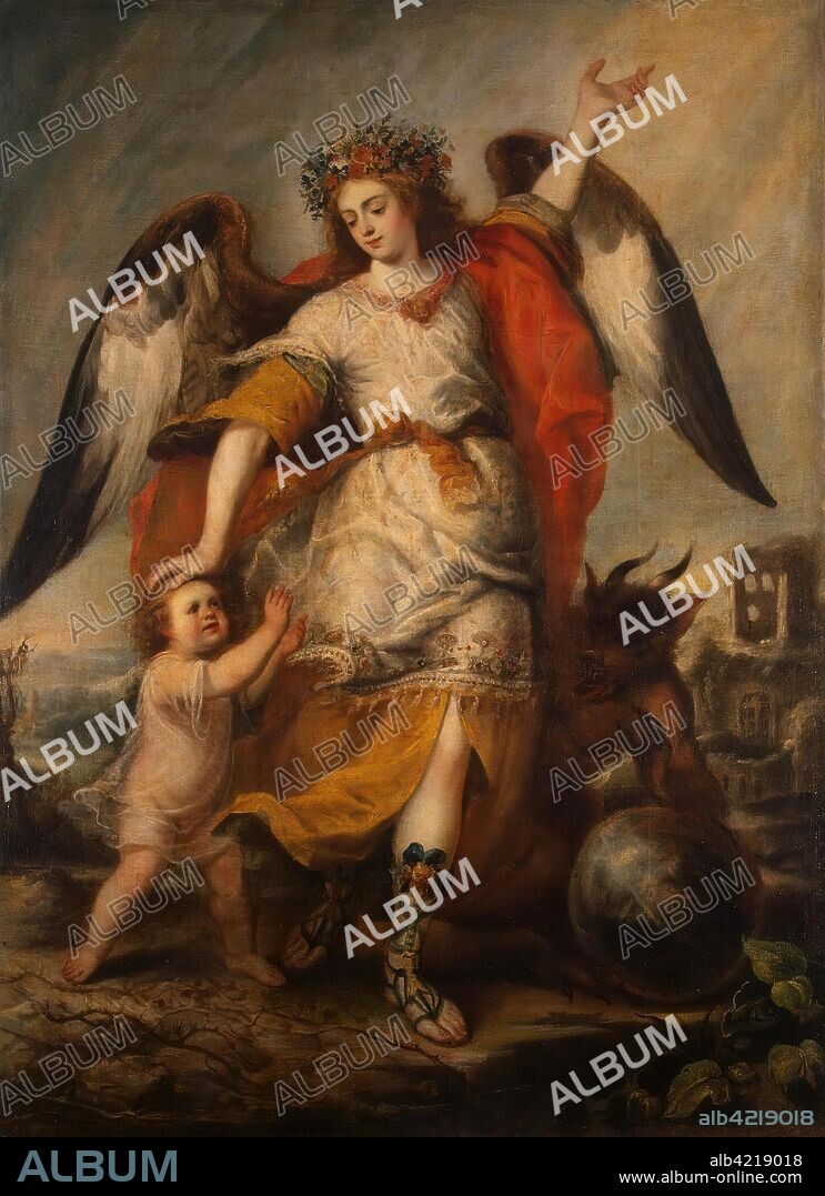 ANTONIO PEREDA. 'Angel of the Guard'. Spain, 1646. Dimensions: 194x140 cm.
