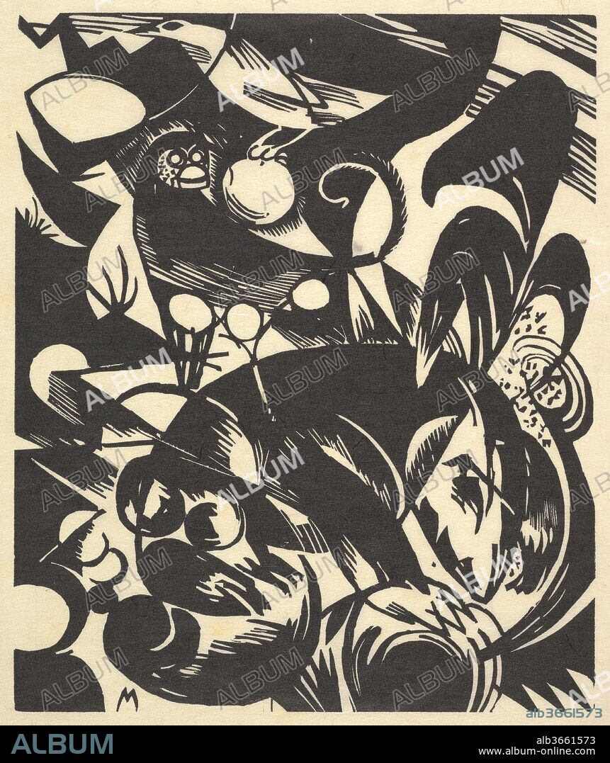 Creation I (Schöpfungsgeschichte I). Artist: Franz Marc (German, 1880-1916). Dimensions: block: 9 1/4 x 7 3/4 inches (24 x 19.5 cm). Series/Portfolio: Bauhaus Porfolio III. Date: 1914.
