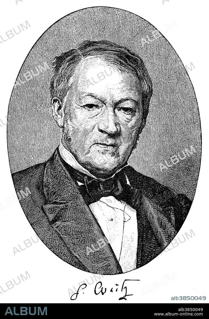 Historical print, portrait of Georg Waitz, 1813 - 1886, a German law historian, from the Illustrated History of German National Literature, by Gustav Koennecke, 1887.