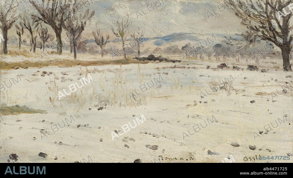 Helmer Osslund, Bonn am Rhein. Winter landscape, painting, landscape art, oil on cardboard, Height: 15 cm (5.9), Width: 26.5 cm (10.4).