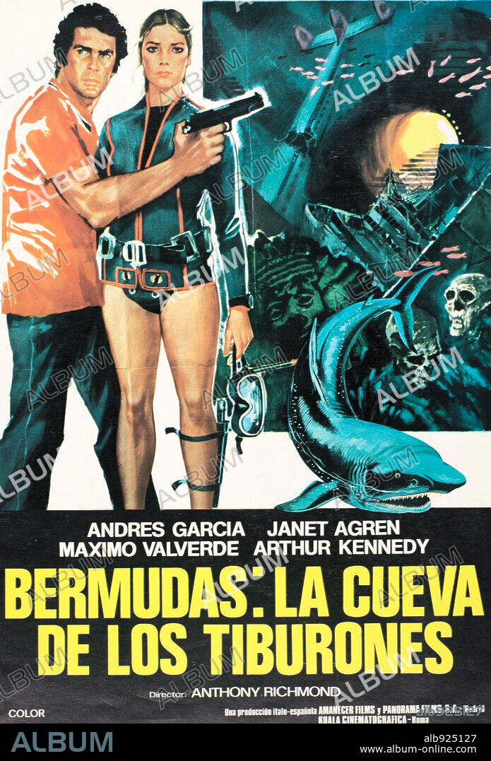 Poster de BERMUDAS: LA CUEVA DE LOS TIBURONES, 1978 (BERMUDE: LA FOSSA MALEDETTA), dirigida por ANTHONY RICHMOND. Copyright Amanecer Films.