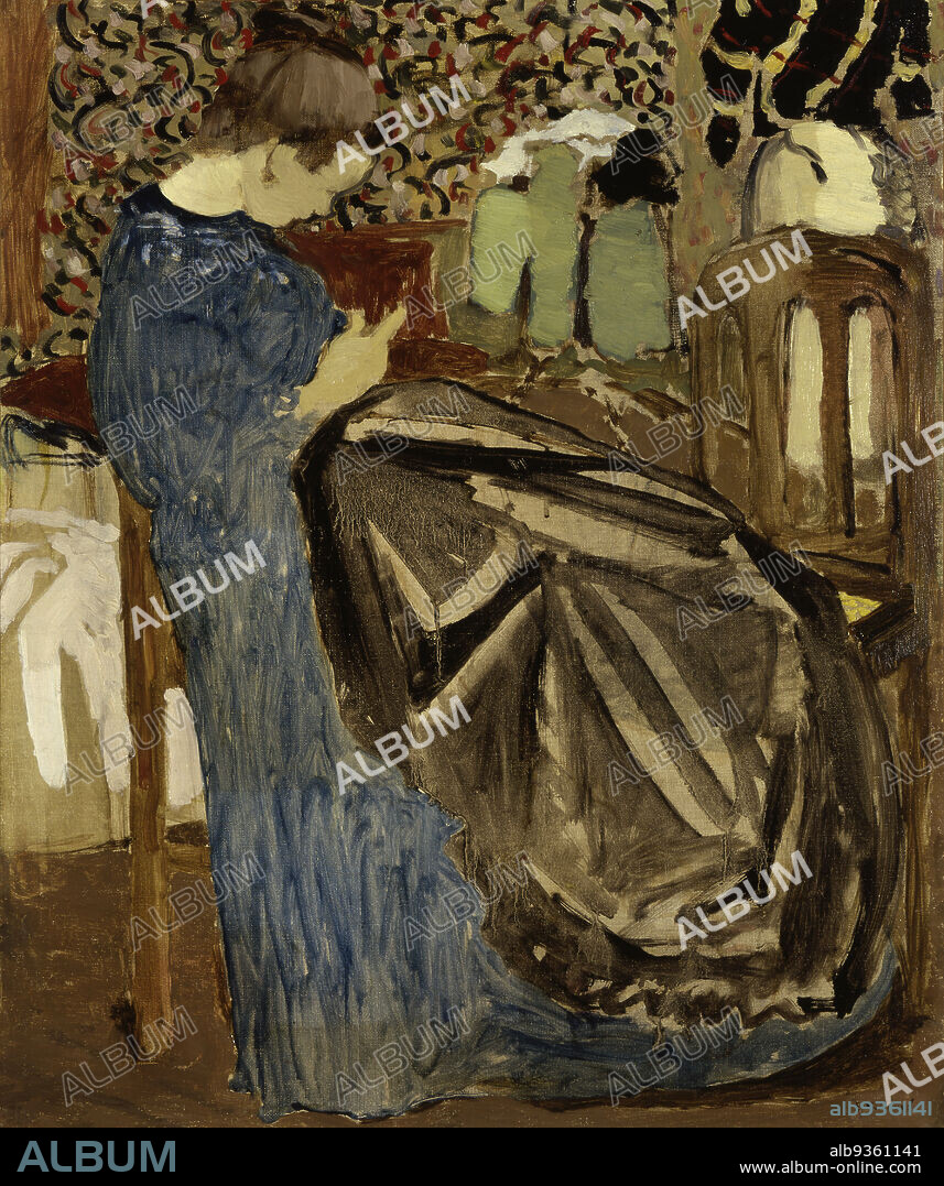 A Seamstress, Edouard Vuillard, French, 18681940, 1892, Oil on canvas, Made in Paris, Île-de-France, Western Europe, France, Europe, Paintings, 25 3/8 x 21 1/8 in. (64.5 x 53.7 cm).