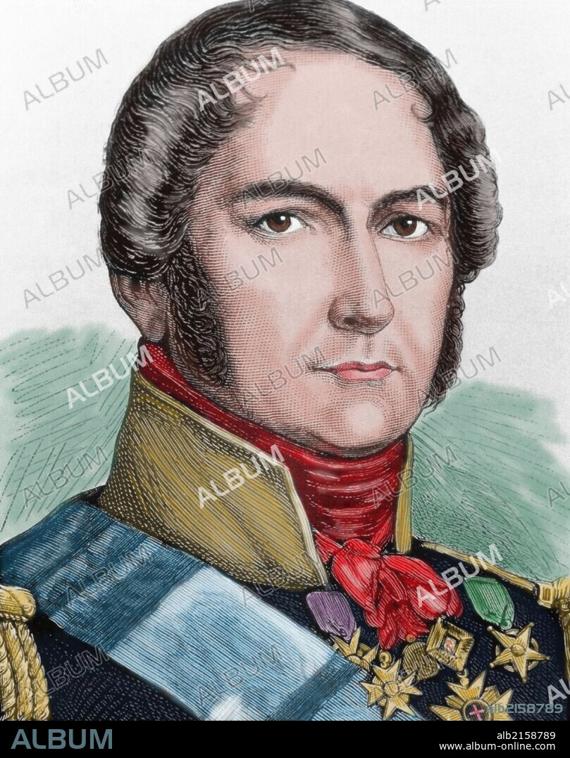Leopold I of Belgium (1790-1865).  In 1831 the first King of the Belgians, following Belgium's independence from the Netherlands. Engraving. Colored.
