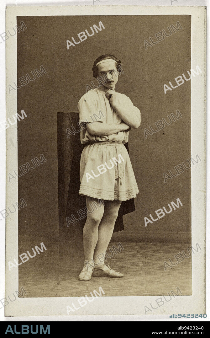 Portrait of Louis Mérante (1828-1887), dancer, choreographer and ballet master at the Opera., Disderi & Cie, Photographer, Between 1860 and 1890, 2nd half of the 19th century, Photography, Graphic arts, Photography, Albumen paper print, Dimensions - Work: Height: 8.5 cm, Width: 5.2 cm, Dimensions: Height: 10.5 cm, Width: 6.2 cm.
