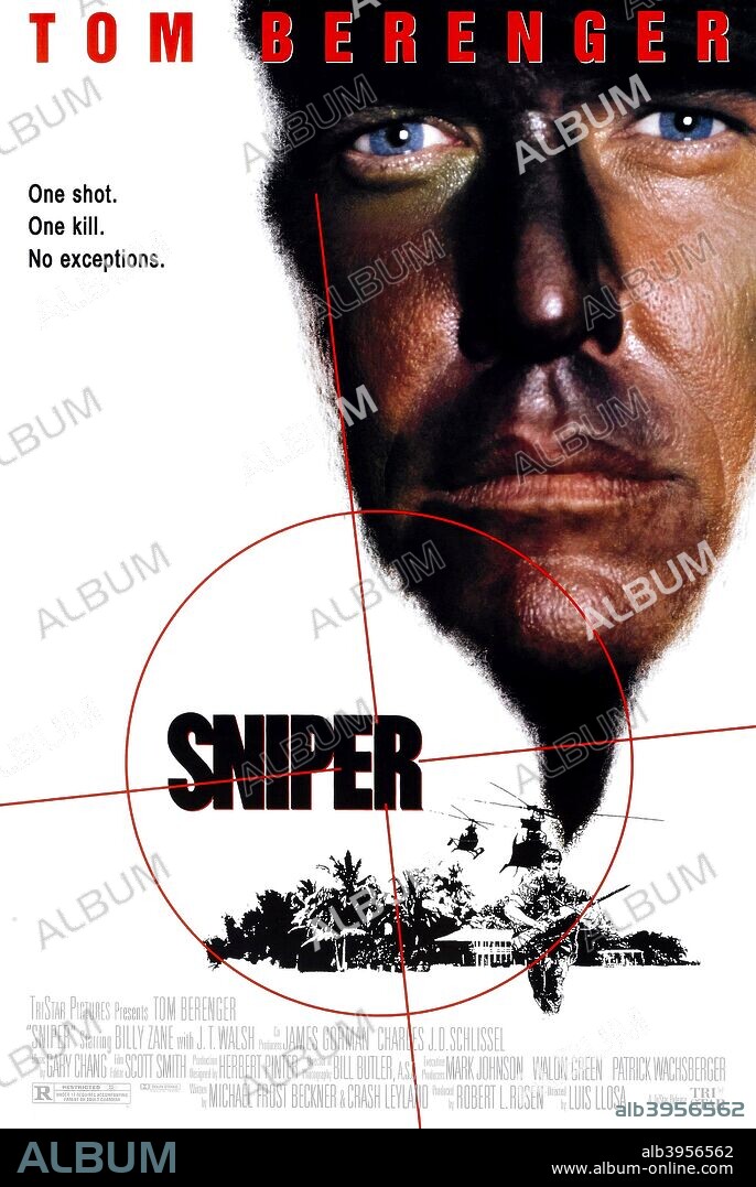 Poster de EN EL CORAZON DE LA JUNGLA, 1993 (SNIPER), dirigida por LUIS LLOSA. Copyright TRISTAR PICTURES.