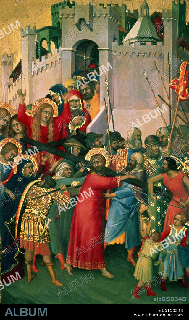 SIMONE MARTINI (1280-1344). CRISTO CON LA CRUZ A CUESTAS - SIGLO XIV.