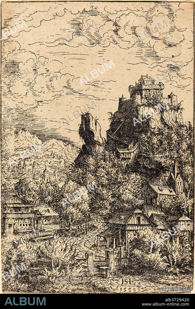 HANNS LAUTENSACK. Landscape with a Castle. Dated: 1553. Medium: etching.