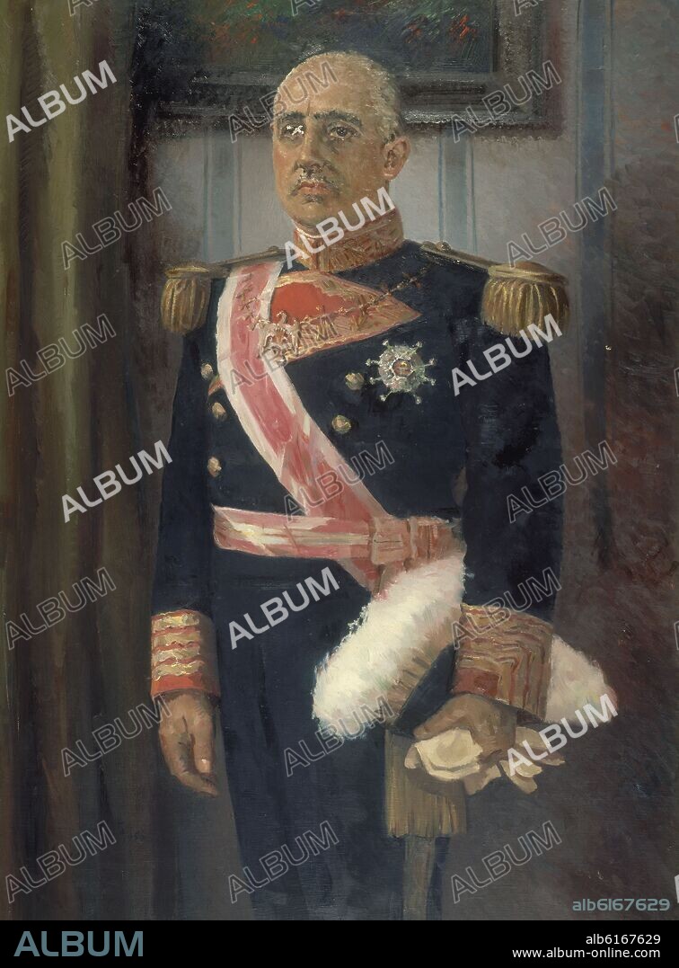 GENARO LAHUERTA (1905-1985). RETRATO DEL GENERAL FRANCISCO FRANCO-CAUDILLO DE ESPAÑA.