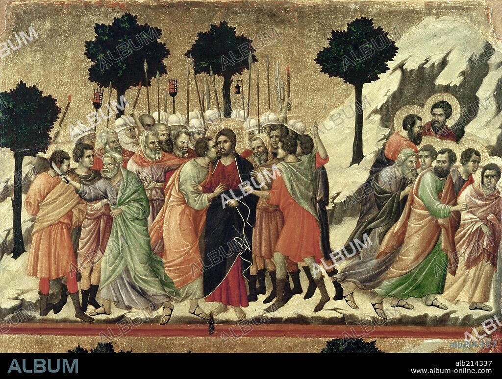 Duccio di Buoninsegna / 'Maestà - Pasión: El prendimiento de Cristo', 1308-1311, Temple y oro sobre madera, 51 x 76 cm.