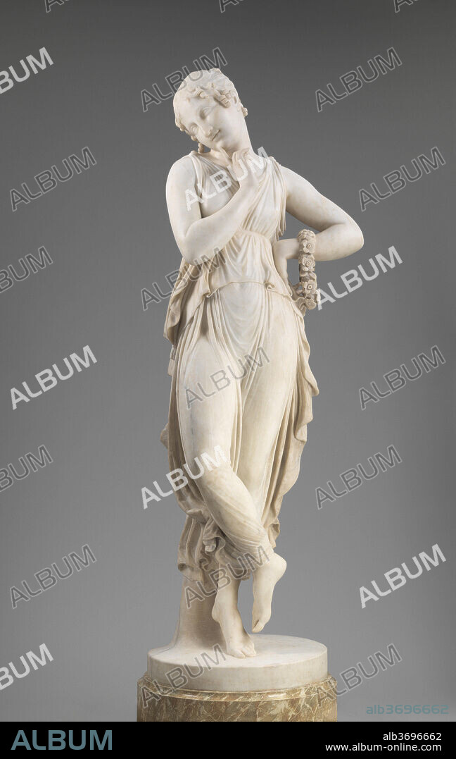 ANTONIO CANOVA. Dancer with Finger on Chin. Dated: model 1809/1814, carved 1819/1823. Dimensions: overall (approximate height): 177 cm (69 11/16 in.)  weight, with attached base: 724 lbs. Medium: marble.