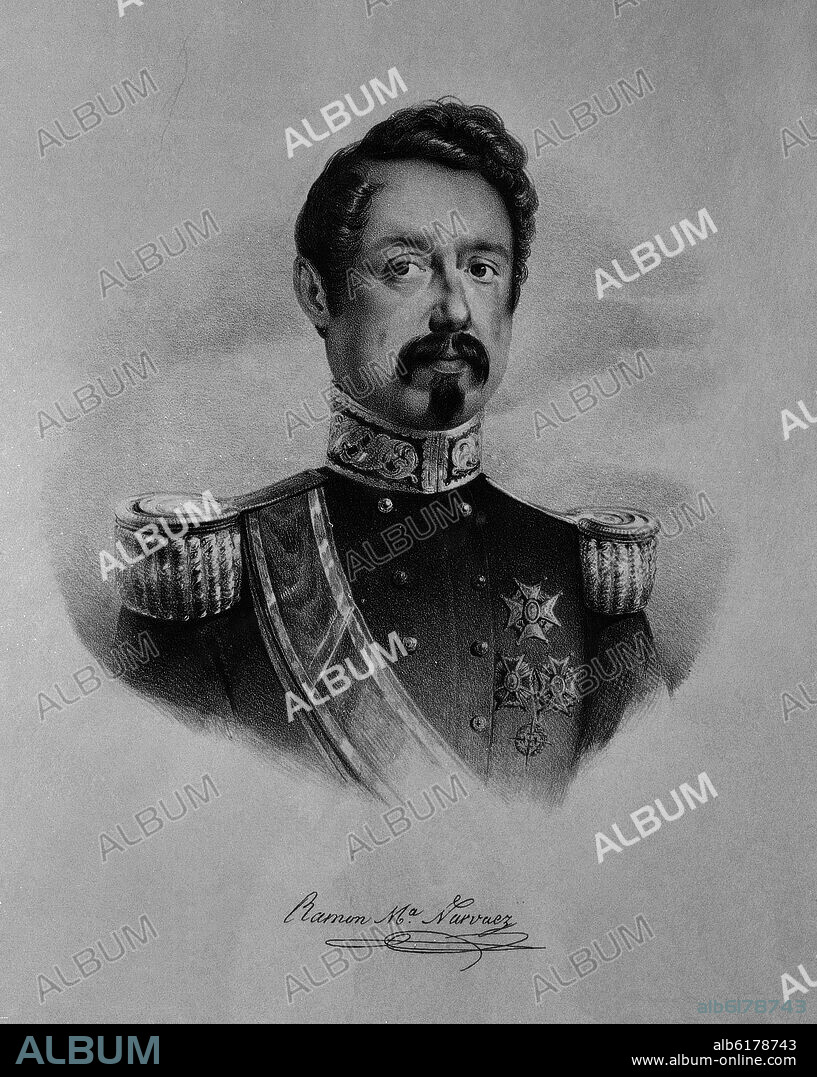 ANTONIO CORTÉS. RAMON MARIA DE NARVAEZ - DUQUE DE VALENCIA - 1800/1868 - MILITAR ESPAÑOL.