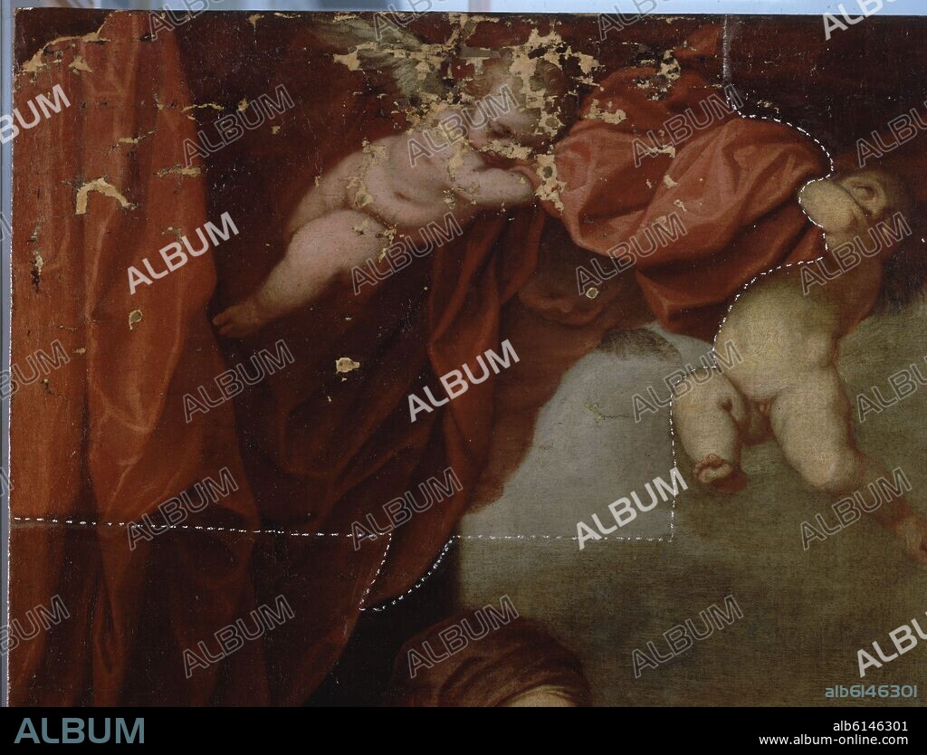 ALONSO CANO. LA EDUCACION DE LA VIRGEN - DETALLE DE LOS ANGELOTES - SIGLO XVII - OLEO/LIENZO - BARROCO ESPAÑOL - CONJ Nº 83461 - CUADRO EN RESTAURACION.
