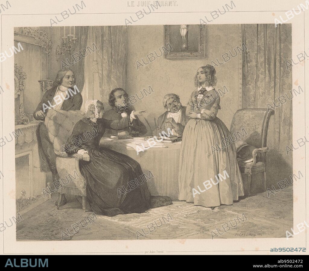 Adrienne de Cardoville rebels against her aunt La r, print maker: Jules David (1808-1892), (mentioned on object), printer: Formentin & Cie., (mentioned on object), publisher: Henri Jeannin, (mentioned on object), printer: Paris, publisher: Paris, publisher: London, 1844, paper, h 417 mm × w 563 mm.