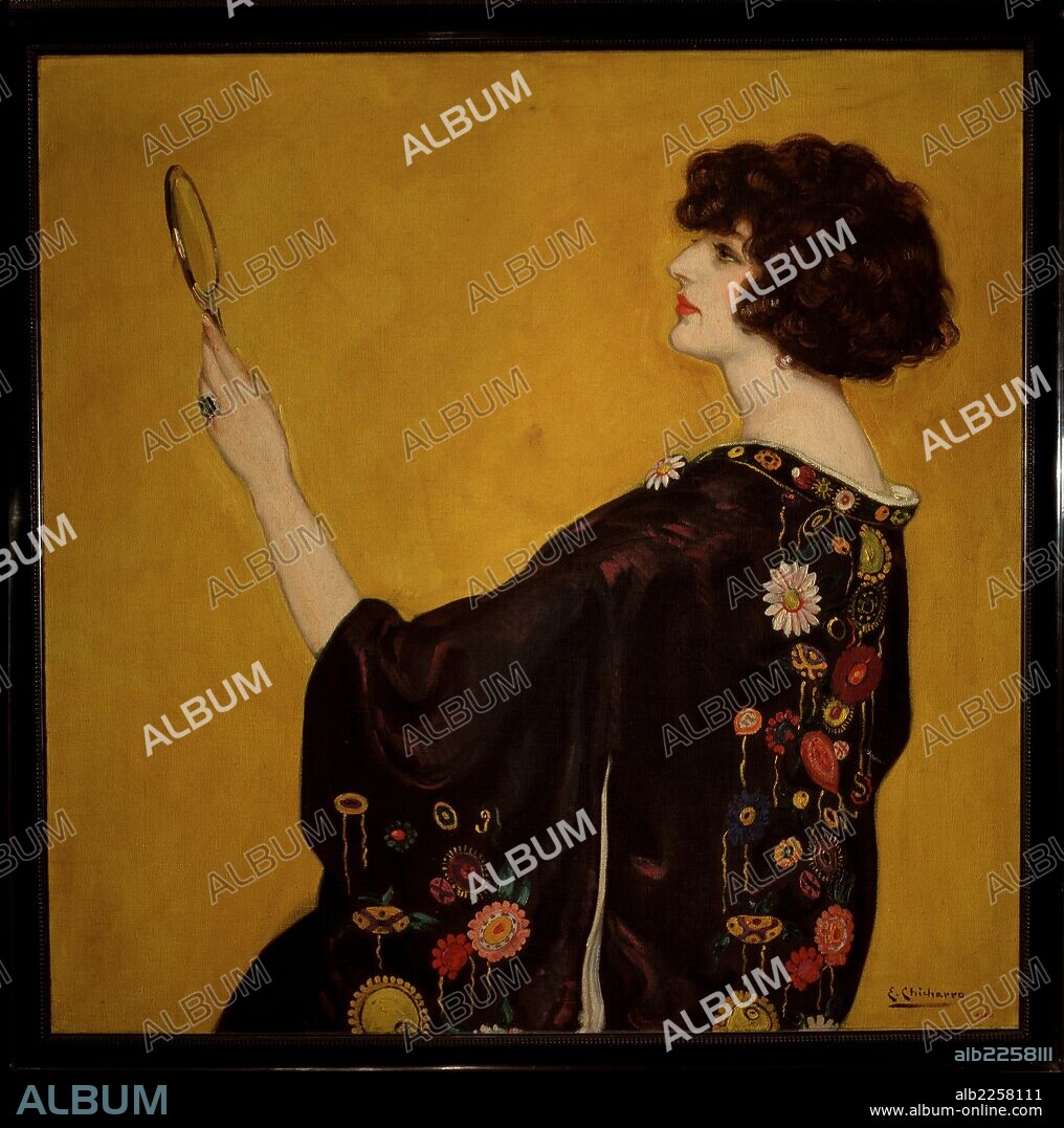 EDUARDO CHICHARRO Y AGÜERA. CHICHARRO, EDUARDO. PINTOR ESPA¿OL. MADRID 1873-1949. "MUJER DE PERFIL CON QUIMONO". MUSEO NACIONAL DE ARTE DE CATALU¿A.