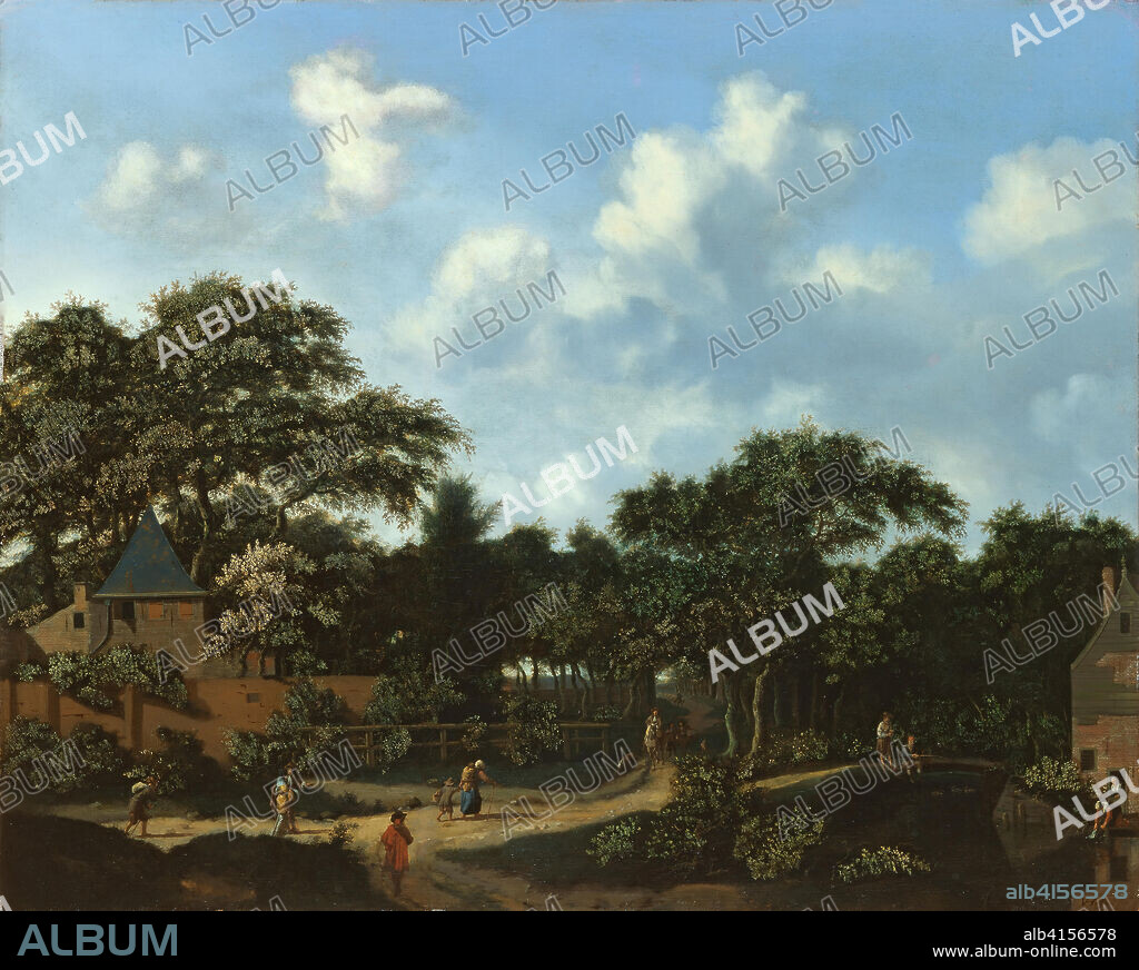 JAN VAN DER HEYDEN. Jan Jansz. van der Heyden (Gorinchem, 1637-Amsterdam, 1712). Cruce de caminos en un bosque (s.f). Óleo sobre tabla. 44,5 x 55,5 cm.