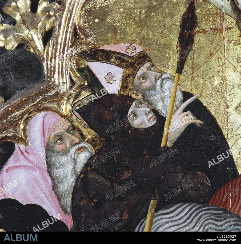 LLUÍS BORRASSÀ. Retablo de Santa Clara, 1414 - 1415. Retablo dedicado a San Francisco. Detalle del Calvario. Pintura al temple sobre madera. 610 x 422 cm. Procedente del antiguo convento de Santa Clara de Vic (Osona). Museu Episcopal de Vic.