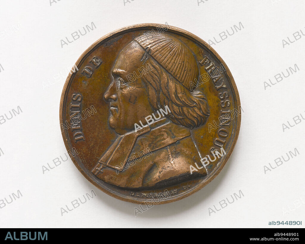 Denis-Antoine-Luc, Count Frayssinous (1765-1841), Bishop of Hermopolis (1822), Grand Master of the University (1822), Minister of Ecclesiastical Affairs and Public Instruction (1824-1827), 1823, Peuvrier, Engraver of medals, Puymaurin, Jean-Pierre Casimir de Marcassus de, baron, In 1823, Numismatics, Medal.