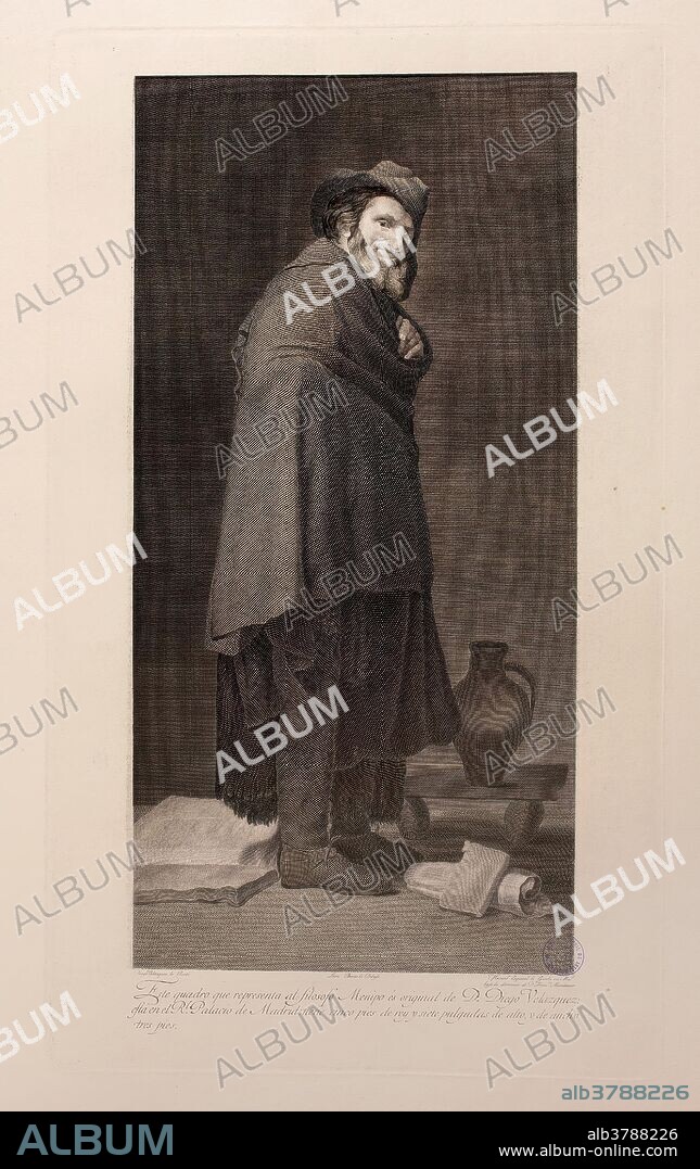 LEÓN BUENO, FRANCISCO MUNTANER Y MONER and MANUEL ESQUIVEL DE SOTOMAYOR. Manuel Esquivel de Sotomayor (Engraver) (After Velázquez, Diego Rodríguez de Silva y); León Bueno (Drafstman); Francisco Muntaner y Moner (Director) / 'Menippus'. 1791 - 1800. Taille douce: etching and engraving on continuous paper; 1791 - 1800. Taille douce: etching and engraving on continuous paper.